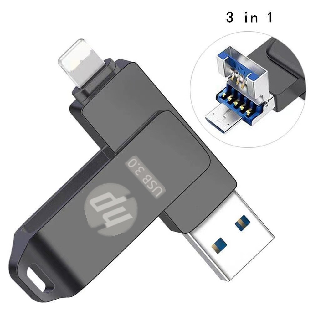 แฟลชไดรฟ์ USB 1TB 3 IN 1 OTG Pendrive สําหรับ iPhone จัดเก็บข้อมูลภายนอก OTG USB