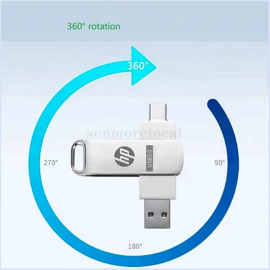 Hp 2 in 1 OTG USB แฟลชไดรฟ์ 1TB Type C แท่งหน่วยความจําโลหะสําหรับ Samsung - รูปที่ 3