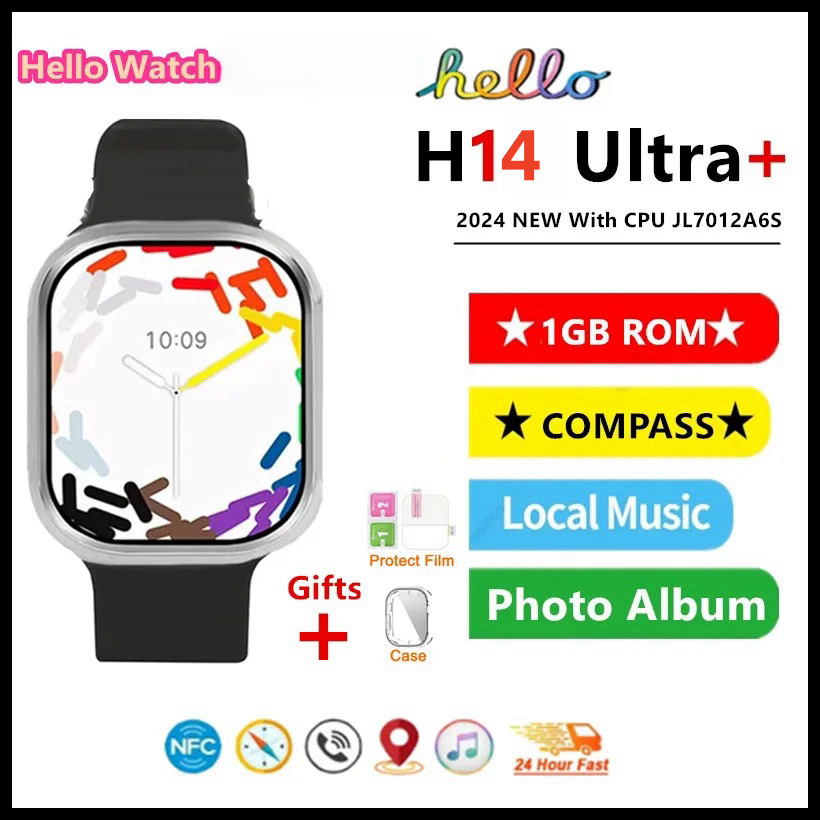 2024new Hello Watch H14 Ultra Plus Smart Watch เข็มทิศ NFC 1GB ROM อัลบั้มท้องถิ่น H13 Ultra + อัพเก
