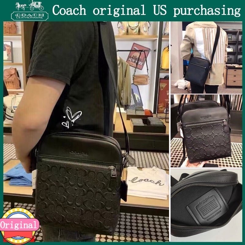 แท้💯%💖 COACH F26068 F68014 กระเป๋าสะพายสำหรับผู้ชายกระเป๋าสะพายไหล่ลำลองธุรกิจ