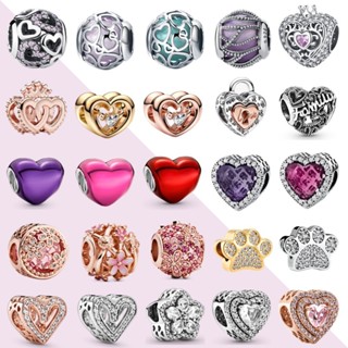 925 เงินจี้หัวใจเนื้อหัวใจสีแดงเสน่ห์พราวมือวาดหัวใจเสน่ห์เด…