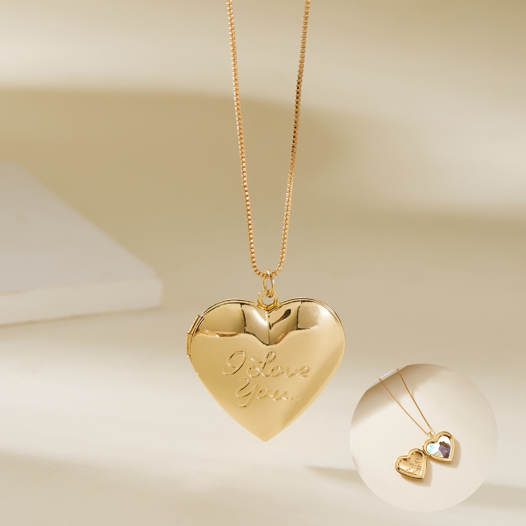 แฟชั่น 14k Gold Plated 30MM Floating Charms Living Memory DIY Photo Locket Heart จี้สร้อยคอเครื่องประดับครอบครัวของขวัญวันวาเลนไทน์สําหรับผู้หญิงและผู้ชาย