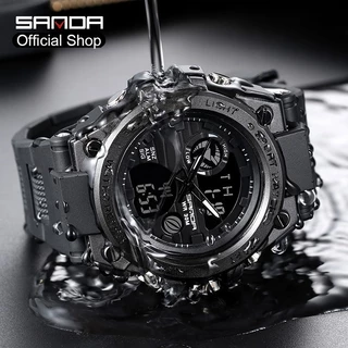 Sanda 739-2/ในสต็อกกันน้ํานาฬิกาผู้ชายกีฬานาฬิกาแฟชั่น LED Multi-Function นาฬิกาผู้ชาย