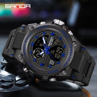 Sanda 739-2/ในสต็อกกันน้ํานาฬิกาผู้ชายกีฬานาฬิกาแฟชั่น LED Multi-Function นาฬิกาผู้ชาย