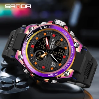 Sanda 739-2/ในสต็อกกันน้ํานาฬิกาผู้ชายกีฬานาฬิกาแฟชั่น LED Multi-Function นาฬิกาผู้ชาย