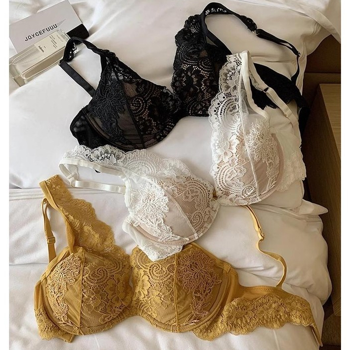 ฝรั่งเศสเซ็กซี่ลูกไม้การซึมผ่านของอากาศที่ดีหยุดชั่วคราวกลับยกวิดพื้นบรานุ่มสบายกรอบด้านข้างทัคเกอร์ชุดชั้นในบางผู้หญิง