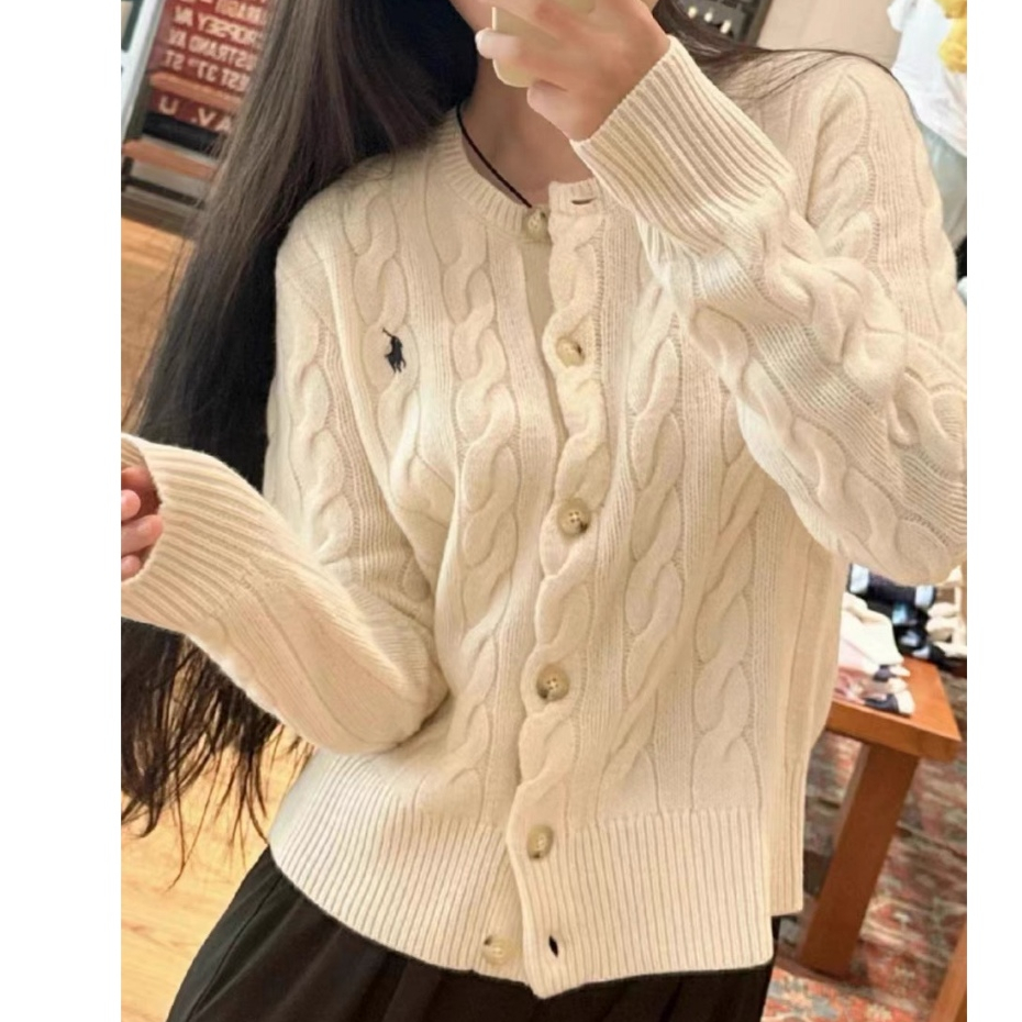 2024 RALPH ใหม่ผู้หญิง WEAVE KNITTED COLLAR SWETER สําหรับ 40-75KG