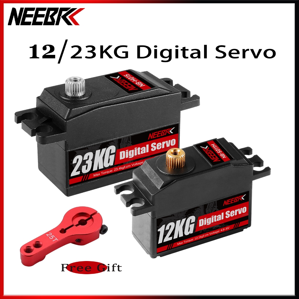 Neebrc 12 กก./23 กก.เกียร์โลหะสั้น Digital Servo มาตรฐานสั้น Body Low Profile Servo โลหะแขนสําหรับ RC รถ Drift 1:10 1:12 Fix-wing หุ่นยนต์แขน Drift Racing
