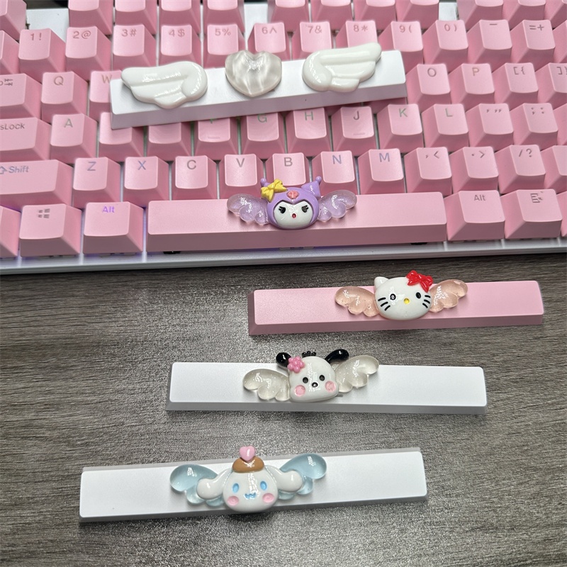 Diy น่ารักการ์ตูน Hello Kt Kuromi Keycap 6.25u Spacebar Gaming คีย์บอร์ด Cross แกนสีชมพูสีขาว Sanrio