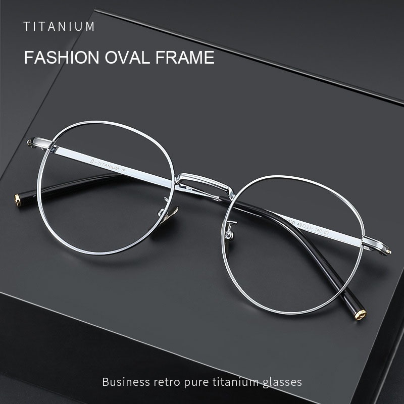 แฟชั่นไทเทเนียมกรอบแว่นตาสําหรับ Unisex ผู้ชายผู้หญิง Retro Artistic รูปไข่กรอบแว่นตาอินเทรนด์แว่นตาญี่ปุ่น 1820