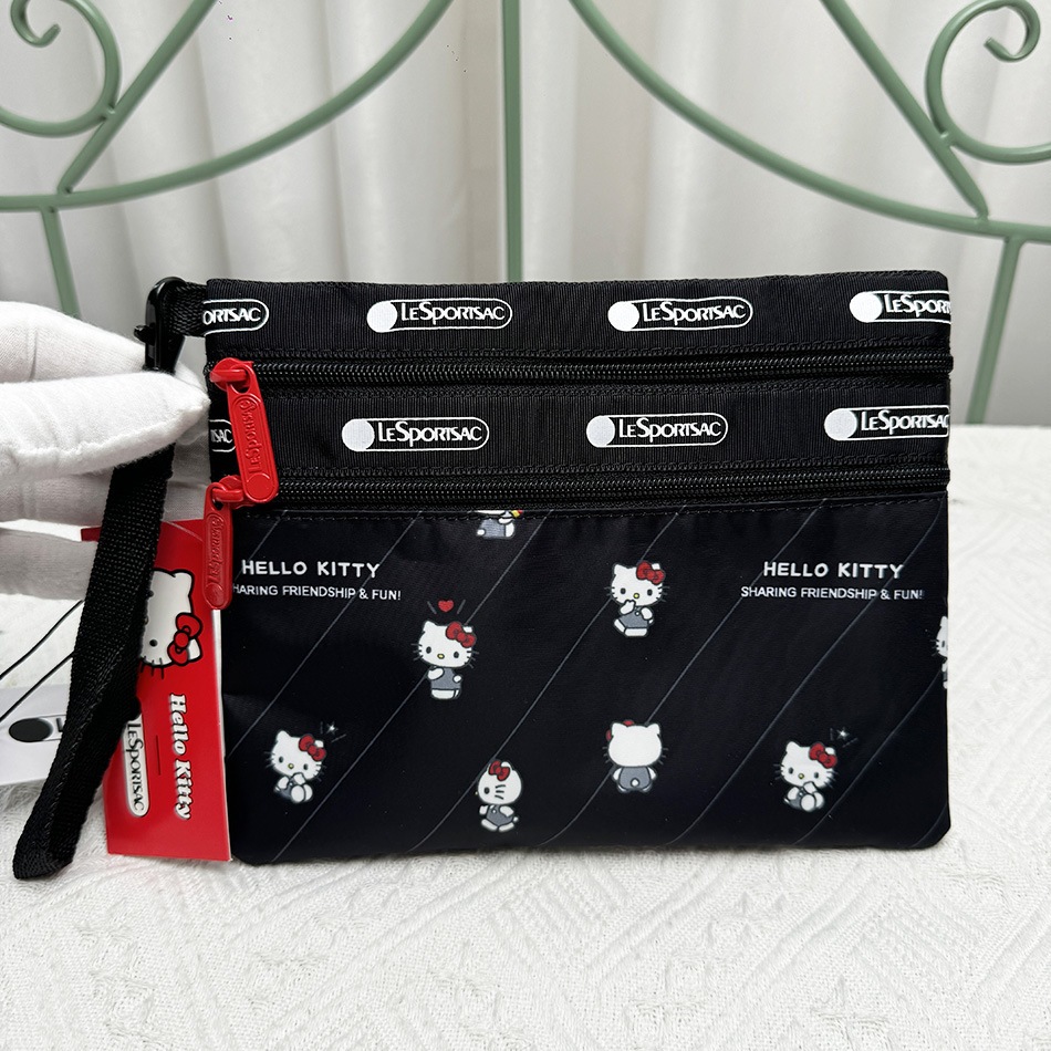 Lesportsac สินค้าใหม่ Black KITTY Series Female Bag Clutch Bag 111