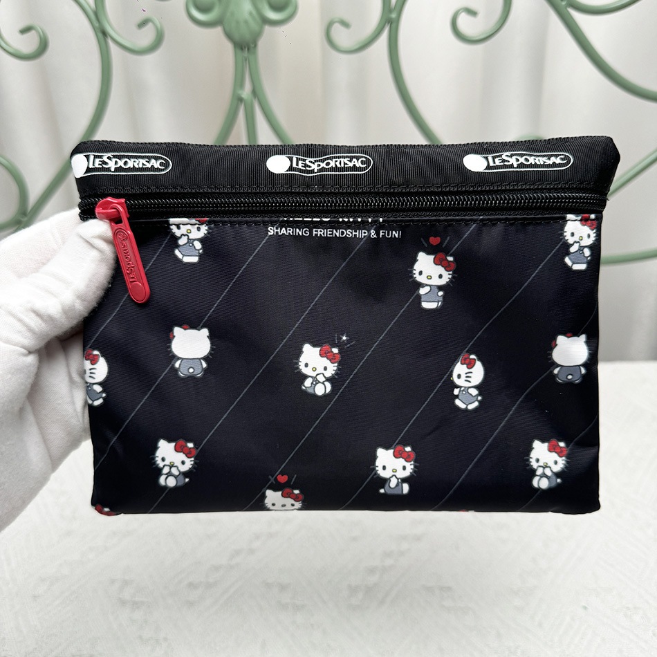 Lesportsac สินค้าใหม่ Black KITTY Series Female Bag Clutch Bag 111