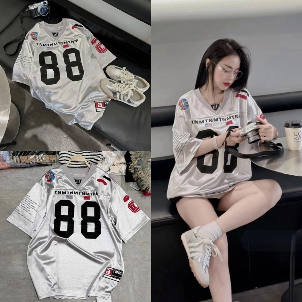 Silver T-shirt 88 soccer T-shirt No. 88 Glossy Silver เสื้อยืดผู้หญิง เสื้อกีฬา Format หลวม Hottrend 2025 – โปรปัง