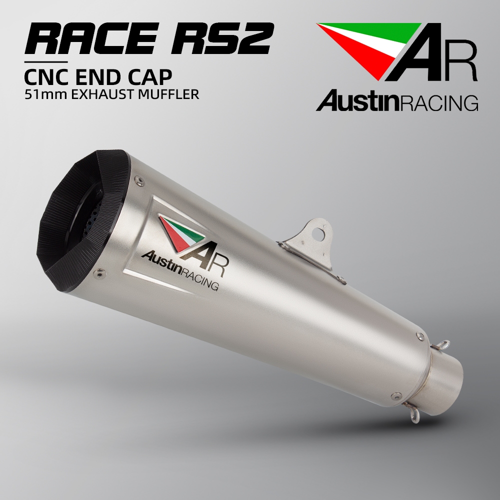 Austinracing Race RS2 51mm Universal รถจักรยานยนต์ท่อไอเสียท่อ Moto ท่อไอเสียสําหรับ KTM 1290 790 cbr500r R6 R1 mt09