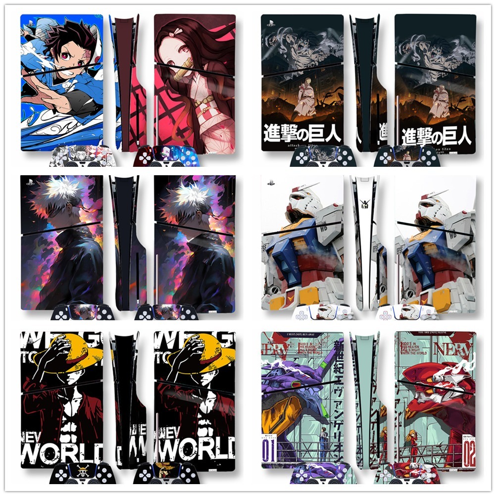 Decal Skins สําหรับ PS5 Slim, น่ารักอะนิเมะเกม Protector Wrap ชุดป้องกัน Faceplate สติกเกอร์สําหรับ Playstation 5 Slim คอนโซลและคอนโทรลเลอร์ Digital Edition / Disk CD รุ่น