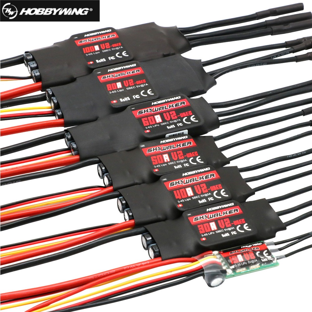 Hobbywing Skywalker 40A 50A 60A 80A 15A 20A 30A 100A 120A V2 ESC Speed Controller พร้อม UBEC สําหรับ RC เครื่องบินเฮลิคอปเตอร์