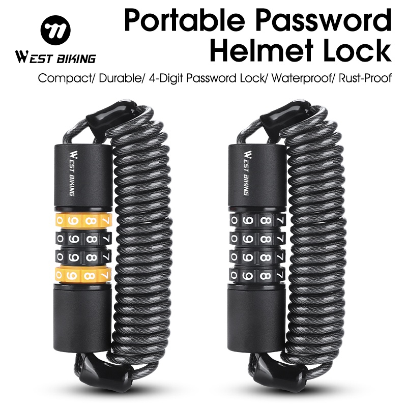 WEST BIKING อุปกรณ์ล็อคหมวกกันน็อคไฟฟ้า กันขโมย ขนาดเล็ก แบบพกพา สําหรับรถจักรยานเสือภูเขา