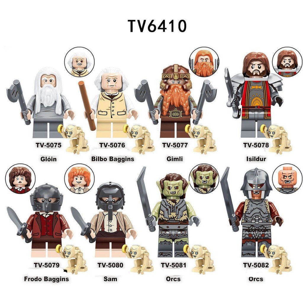 Building Block ของเล่นรูป Lord Of The แหวน Sam Frodo Gimli Isildur Orcs บล็อกมินิของเล่น TV6410