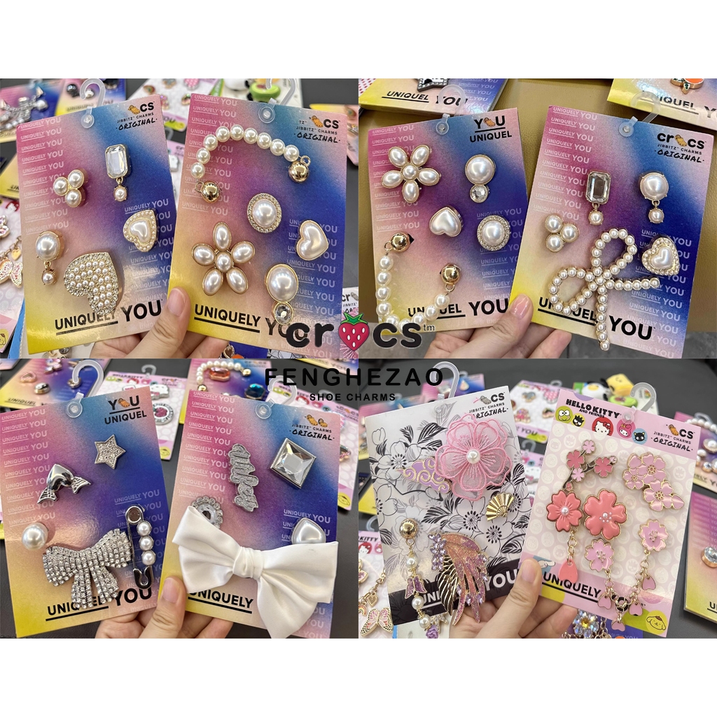 Jibbitz Crocs 1/ชุด Charms Hole รองเท้าหัวเข็มขัดรองเท้าโลหะดอกไม้ Crocs อุปกรณ์เสริมรองเท้าตกแต่งเนื้อโลหะ