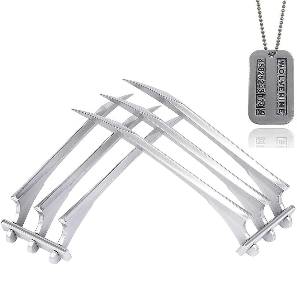 Wolverine Plastic Claw + สร้อยคอ, X-Men คอสเพลย์คอสเพลย์ Props ชุด, ของเล่นฮาโลวีน Hand-Weared พลาสติกอาวุธอุปกรณ์เสริม, ของขวัญคริสต์มาส