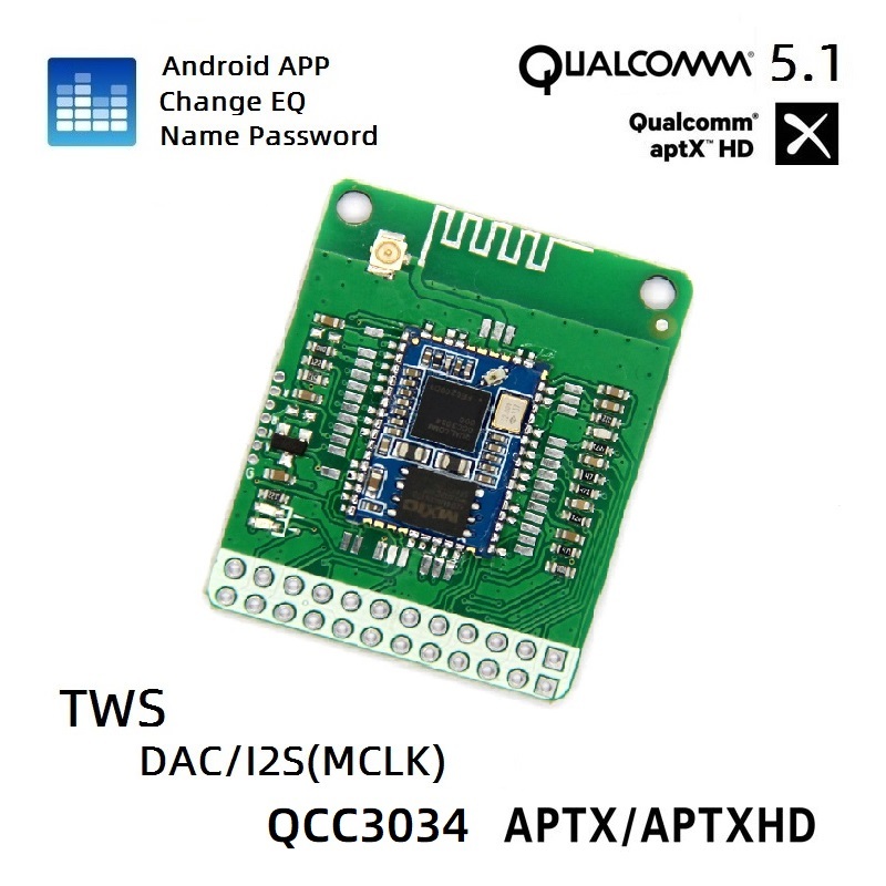 App เปลี่ยนชื่อรหัสผ่าน EQ Bluetooth V5.1 Qualcomm QCC3034 กล่องคู่ APTXHD lossless อนาล็อก I2S