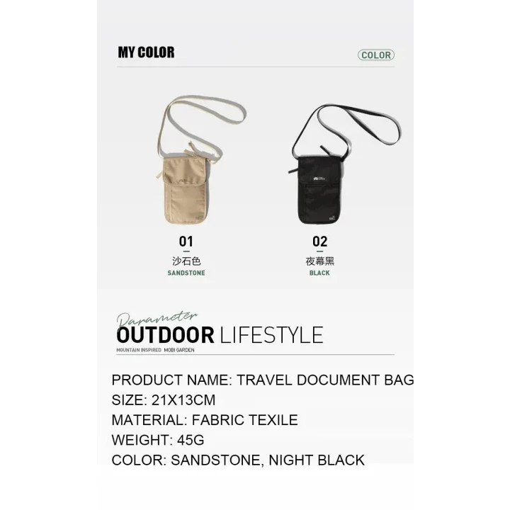 สีใหม่ MOBI GARDEB Outdoor Travel Mens and Womens Leisure Close fit ID Bag สามารถ Crossed Antift Bag กระเป๋าสตางค์น้ําหนักเบาอเนกประสงค์