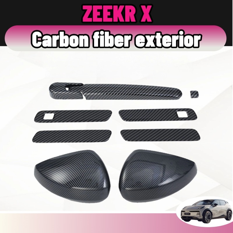 Zeekr x ฝาครอบกระจกมองหลังคาร์บอนไฟเบอร์ 2 ชิ้น Abs bodykit สําหรับ ติดตั้งง่าย กันรอยขีดข่วน สีดํา accessories