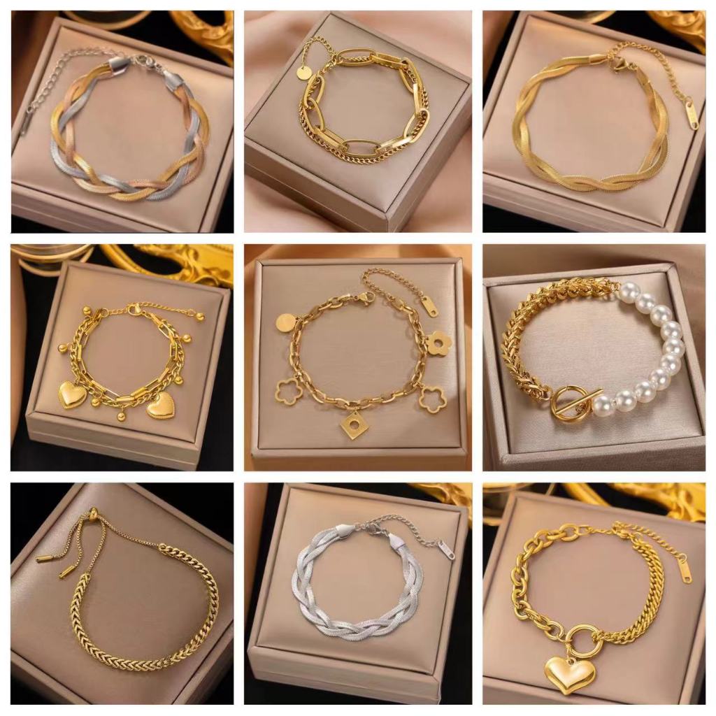 สร้อยข้อมือหลายชิ้นที่มีอารมณ์ส่วนบุคคลเหล็กไทเทเนียมสแตนเลสไม่ซีดจางซอกระดับไฮเอนด์