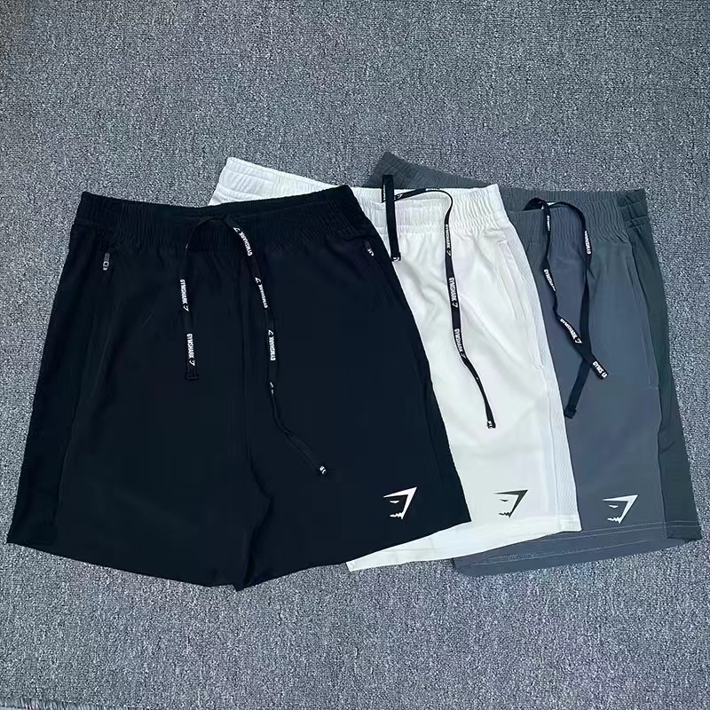Star-like Gymshark Quick-Drying Zipper Shorts Fitness Sports Training Men's Fifth Pants Muscle Shark