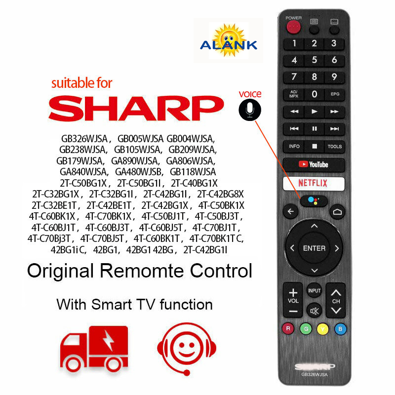 ของแท้ รีโมททีวี SHARP Smart TV รีโมทเสียง รีโมท remote GB326WJSA Netflix YouTube