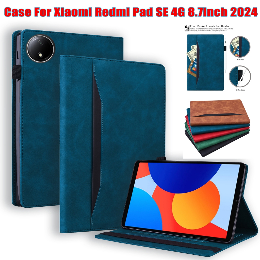 สําหรับ Xiaomi Redmi Pad SE 4G 8.7 นิ้ว 2024 แฟชั่นธุรกิจกันกระแทกกรณีแท็บเล็ต Xiaomi Redmi Pad SE 4G 8.7 "คุณภาพสูง PU หนังฝาครอบ