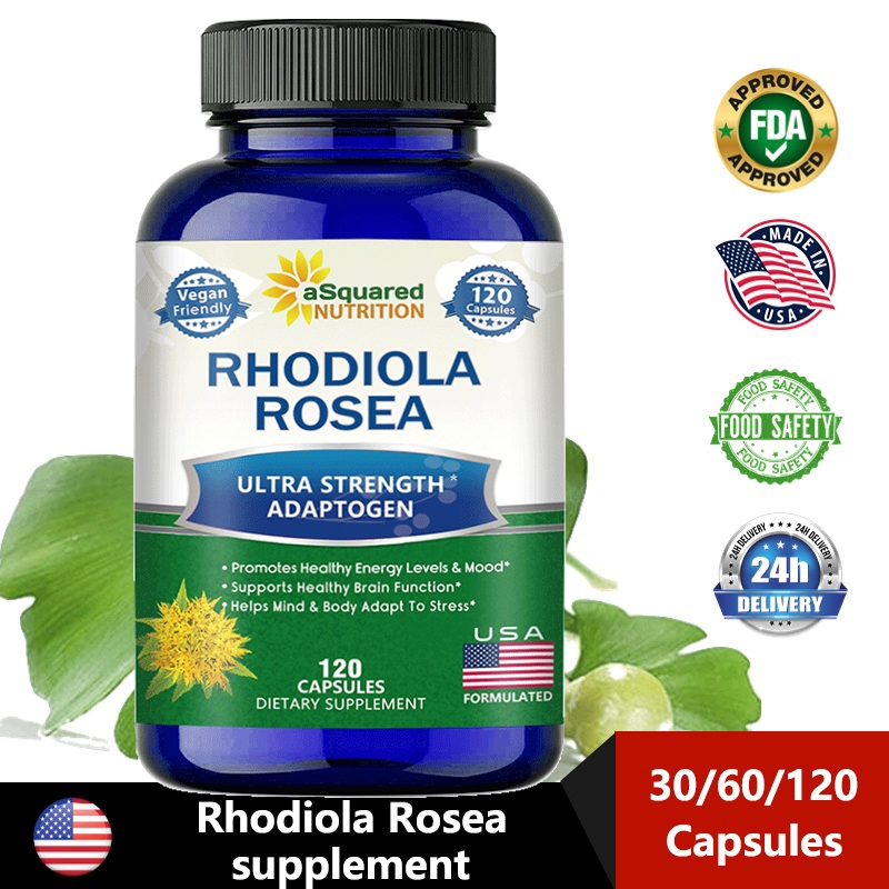 โรดิโอลาสกัด Rhodiola Rosea Extract 1000 mg 60/120 Capsules Super Rhodiola Root Extrac ความเครียด ซึมเศร้า