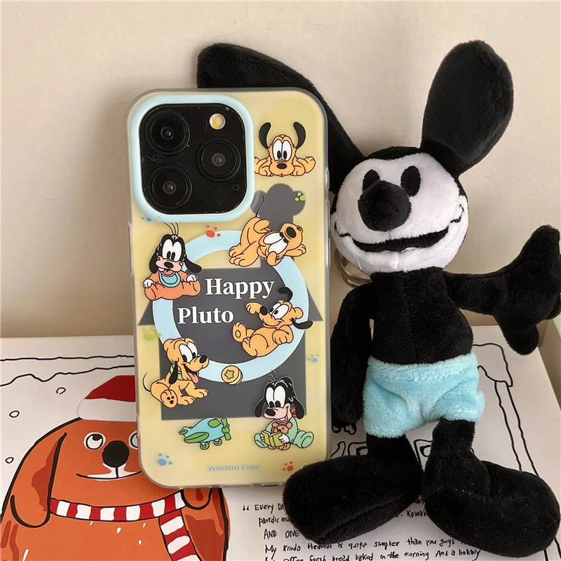 เคสโทรศัพท์ iPhone 15 Pro max 14 Pro max รูปแบบสุนัขการ์ตูนวัสดุ TPU IMD หัตถกรรมเคสโทรศัพท์แม่เหล็กสองชั้น