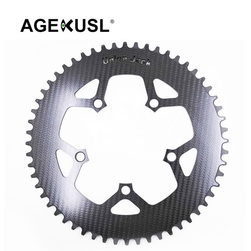 Union Jack Bike Chainring Chainwheel ล้อโซ่คาร์บอน 48T 50T 52T 54T 56T 58T 110BCD 12 ความเร็ว