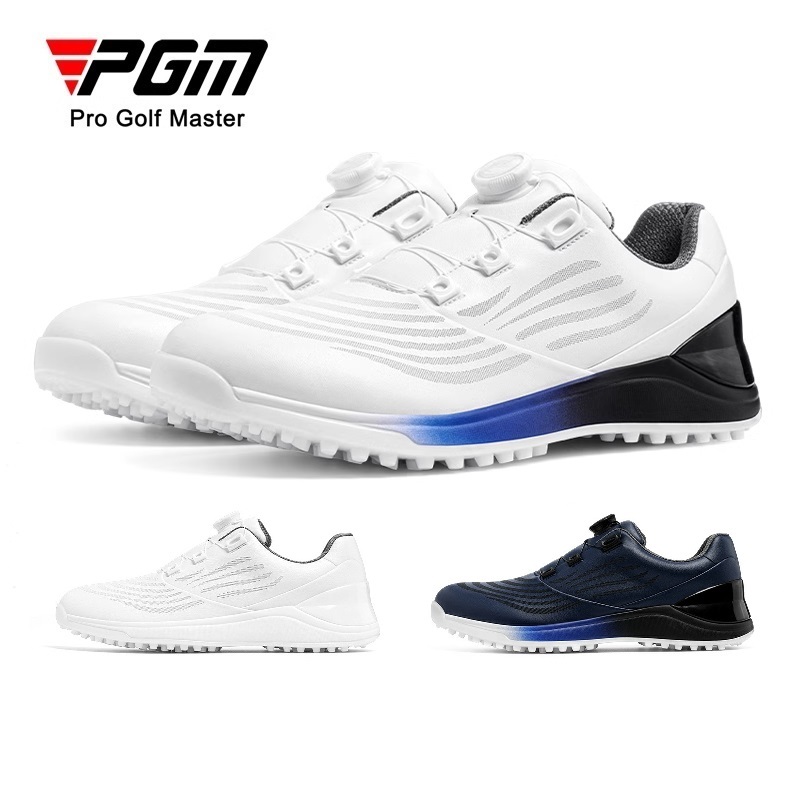 Pgm Golf รองเท้าผ้าใบลูกบิดเชือกผูกรองเท้ากันน้ําผู้ชายรองเท้าสปอร์ตพร้อมการออกแบบพื้นรองเท้าดูดซับแรงกระแทก XZ356