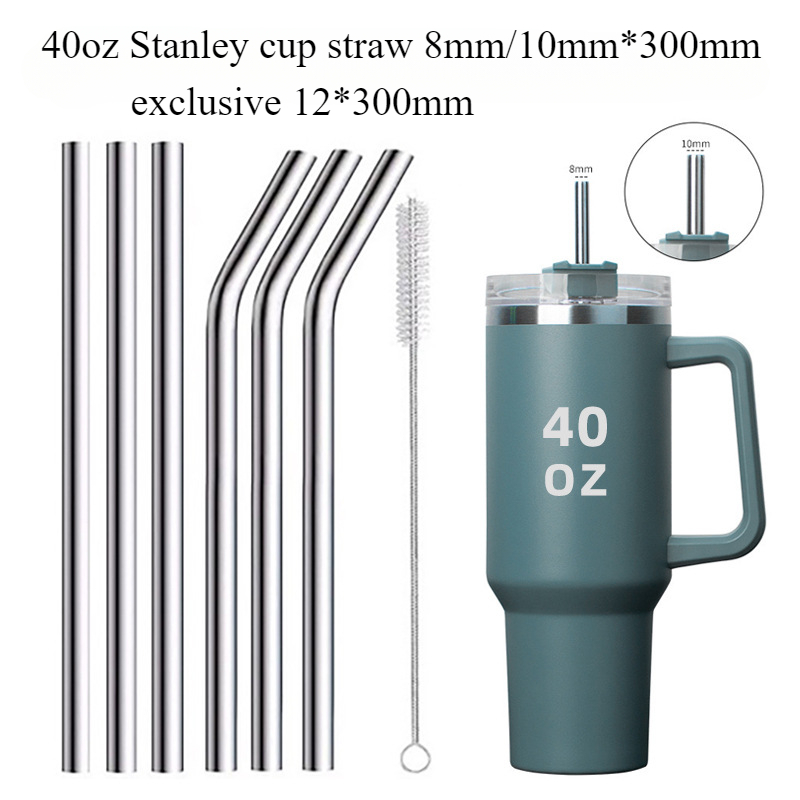 หลอดดูดน้ํา 40oz stanley หลอด 30oz 6-12มม 304สแตนเลสหลอดดูดน้ํา หลอดโลหะโค้งตรง แปรงฟาง ใช้ซ้ําได้