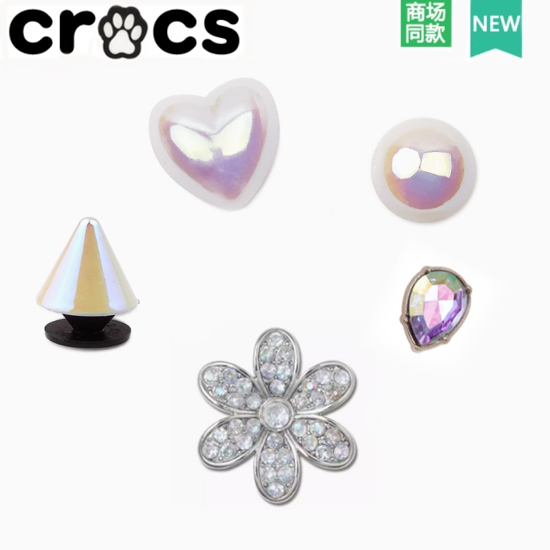 ใหม่ Crocs Hole รองเท้าเพชรเครื่องประดับ Crocs Zhibixing DIY Texture โลหะที่มีสีสันGradientรองเท้าดอกไม้