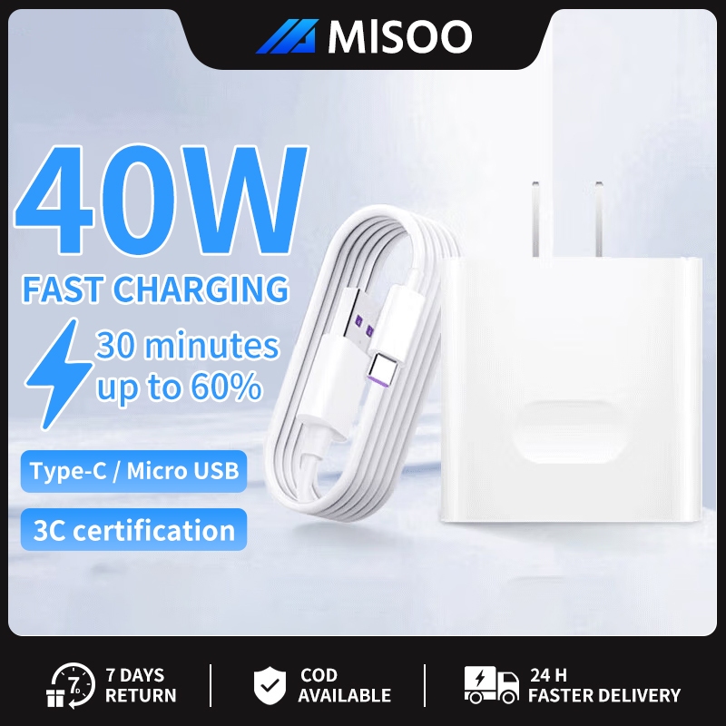 MISOO ชาร์จเร็ว Huawei 40W Fast Charger Type USB สายชาร์จเร็ว Huawei y9s y6 fit3