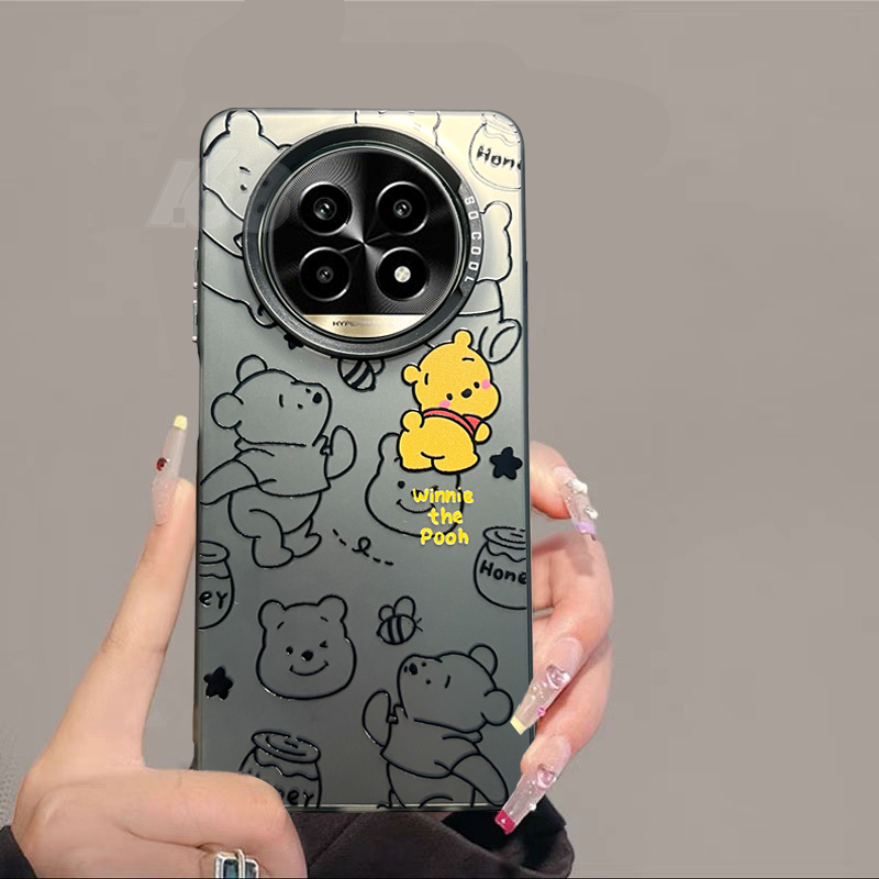 เคส Realme 13 11 12 Pro Plus 5G เคส Realme 13 13+ 12+ 12 12X 5G 13 Pro 5G เคสโทรศัพท์มือถือแบบแข็ง ผิวด้าน กันกระแทก ลายการ์ตูนหมีพูห์ หรูหรา สําหรับ