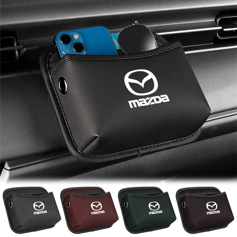 1pcs โลโก้รถผู้ถือโทรศัพท์ Napa หนังรถสําหรับ Mazda 2 3 5 6 2017 CX-4 CX-5 CX-7 CX-9 CX-3 CX-5