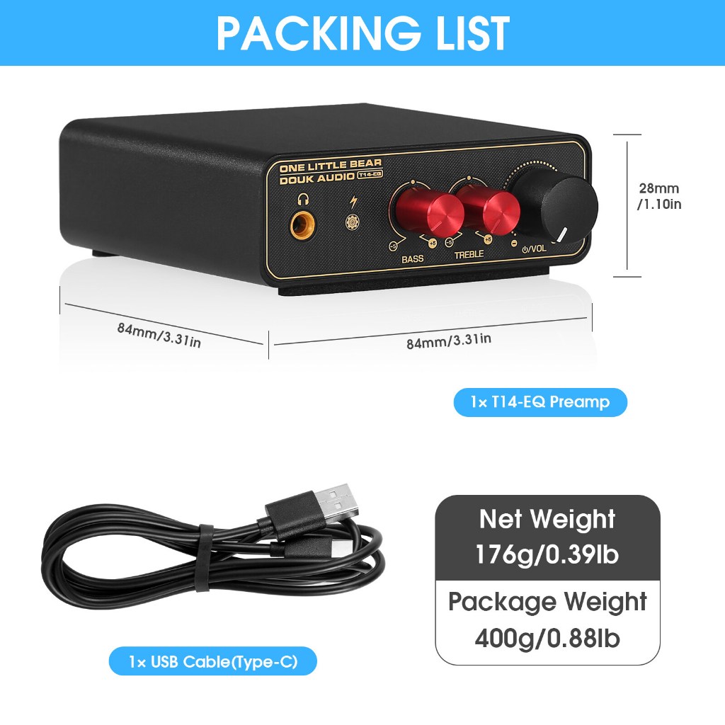 ใหม่ Douk Audio T14-EQ สเตอริโอ RIAA MM/MC Phono Stage Preamp Home Turntables Preamplifier พร้อม 3.5 มม.หูฟัง Amp