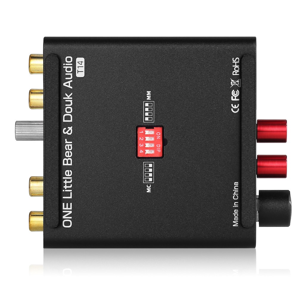ใหม่ Douk Audio T14-EQ สเตอริโอ RIAA MM/MC Phono Stage Preamp Home Turntables Preamplifier พร้อม 3.5 มม.หูฟัง Amp