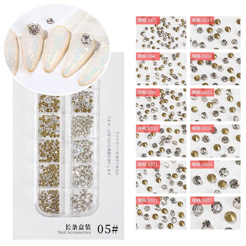 เครื่องประดับตกแต่งเล็บสติ๊กเกอร์ไข่มุก Rhinestone สําหรับติดตกแต่งเล็บ