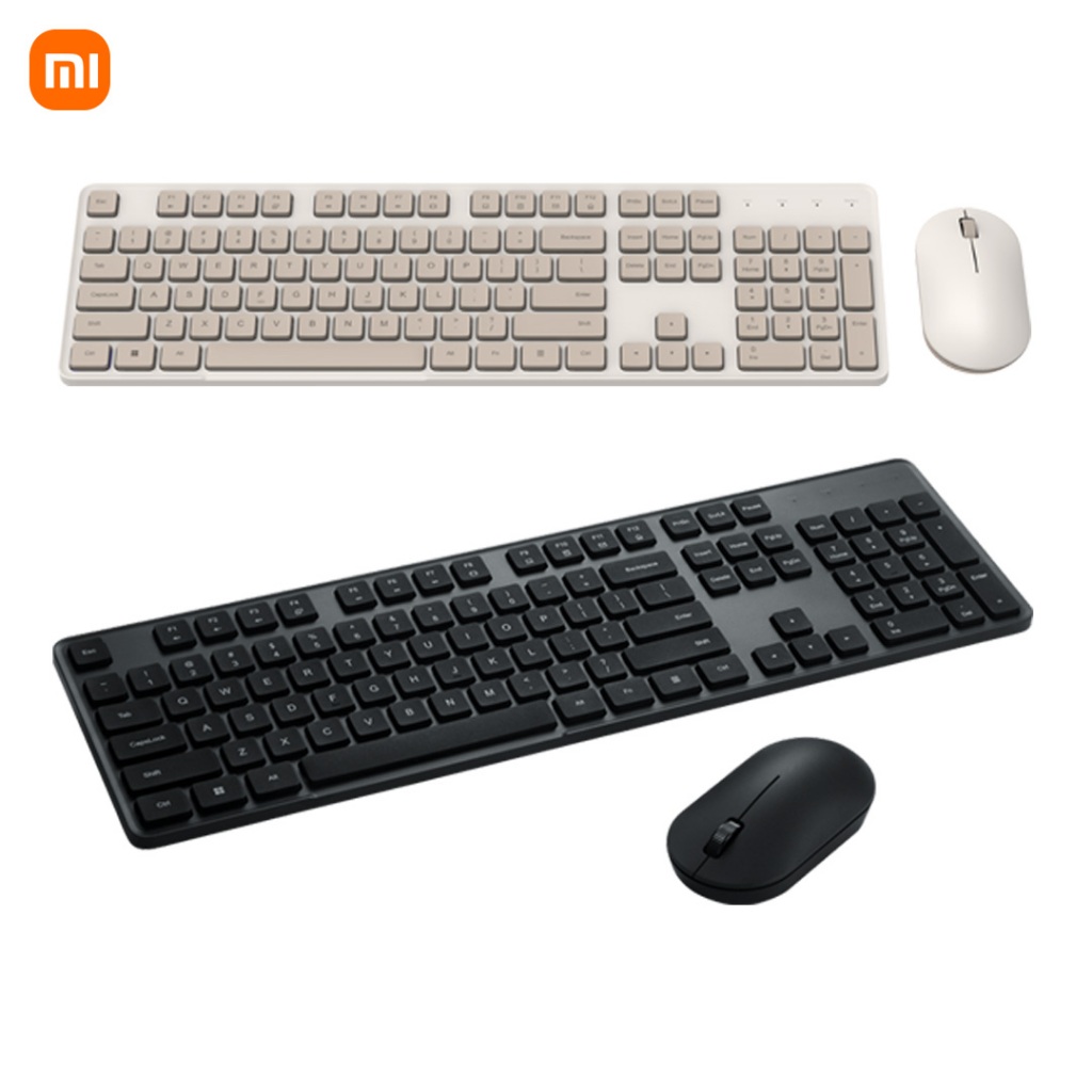 ชุดคีย์บอร์ดและเมาส์ไร้สาย Xiaomi การเชื่อมต่อไร้สาย 2.4GHz คีย์บอร์ดขนาดเต็ม 1000DPI และเมาส์น้ําหนักเบา
