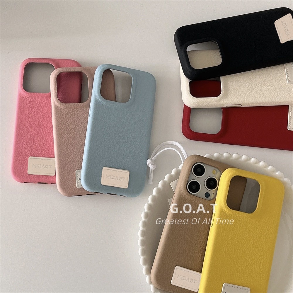Goat Ins Minimalist เกาหลีหนัง soft casing เข้ากันได้กับ iPhone 16 11 15 14 13 12 Pro Max เคส iPhone ป้องกัน anti-drop ฝาหลังกรณี
