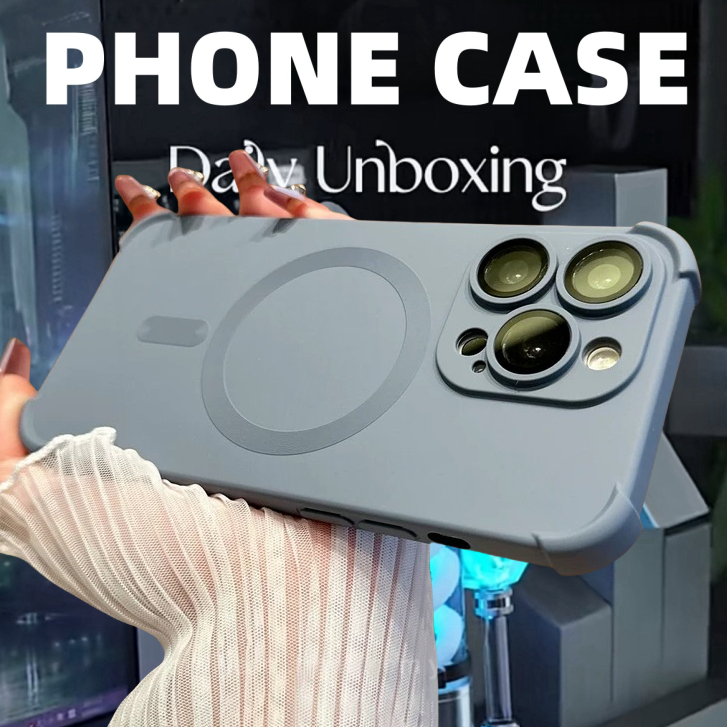 【Four corners thickened protection/Silicone soft case/With lens Film/Grey】เคส compatible for iPhone 12 13 14 pro max case soft