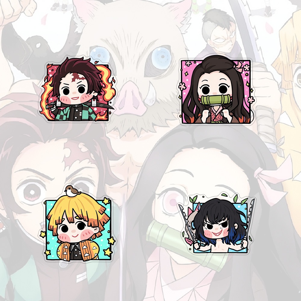 เข็มกลัดอะคริลิค Demon Slayer Tanjirou การ์ตูนอะนิเมะ Nezuko ผีเสื้อนินจาน่ารัก Badge