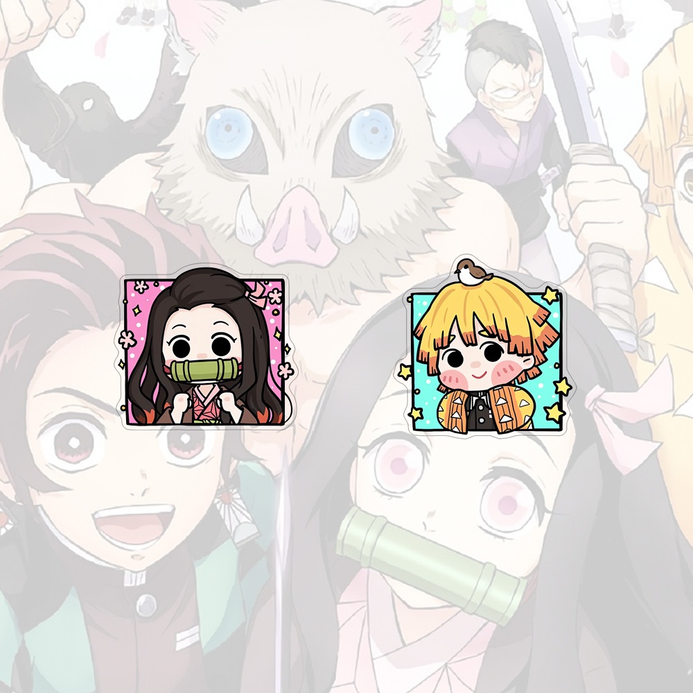 เข็มกลัดอะคริลิค Demon Slayer Tanjirou การ์ตูนอะนิเมะ Nezuko ผีเสื้อนินจาน่ารัก Badge - รูปที่ 3