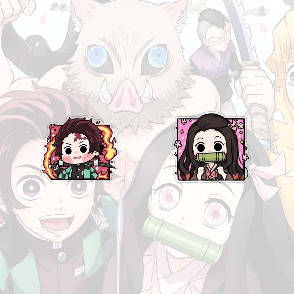 เข็มกลัดอะคริลิค Demon Slayer Tanjirou การ์ตูนอะนิเมะ Nezuko ผีเสื้อนินจาน่ารัก Badge - รูปที่ 2