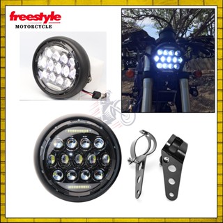 รถจักรยานยนต์ 7 นิ้ว LED ไฟหน้า H4 Hi-Lo Beam DRL ไฟหน้า Uni…